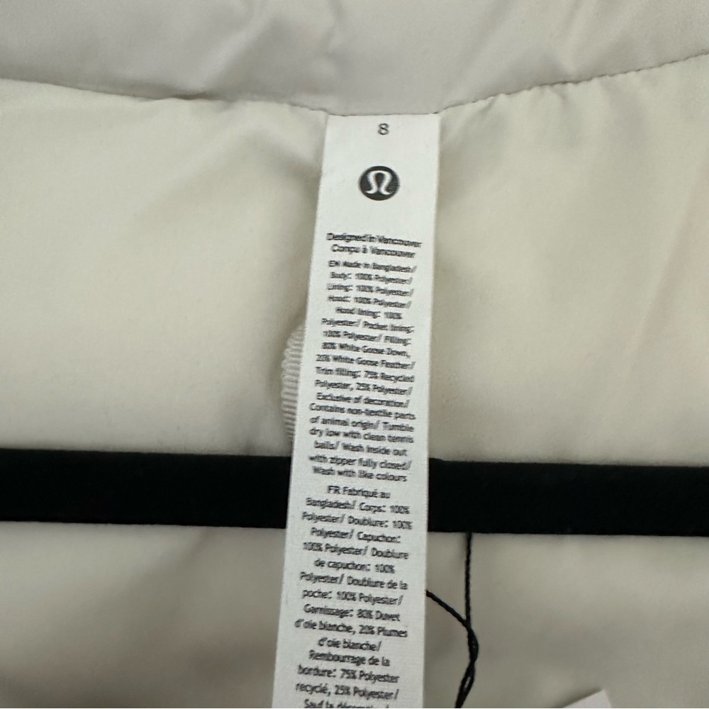 Lululemon Wunder Puff 600-Down-Fill Cropped Vest in Bone Size 8 NWT‎ - Picture 9 of 13